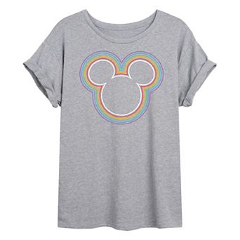 Disney's Mickey Mouse Juniors' Mickey Rainbow Oversized Tee