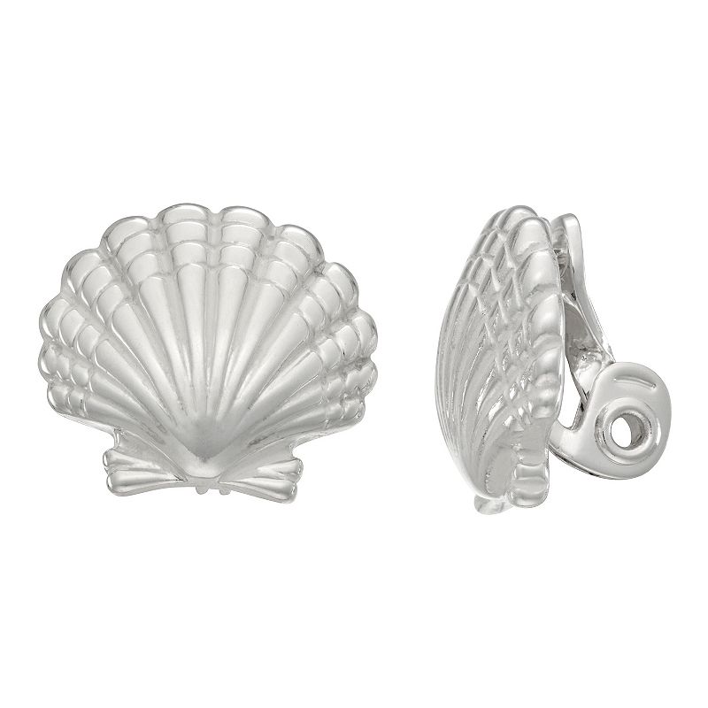 Napier Silver Tone The Beach Life Seashell Stud Earrings, Womens