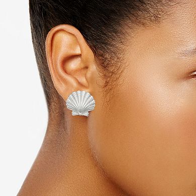 Napier Silver Tone The Beach Life Seashell Stud Earrings