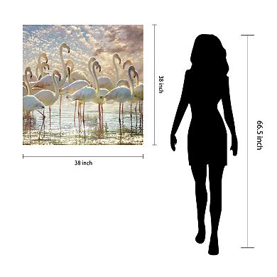 Empire Art Direct Flamingo Flair Tempered Frameless Glass Wall Art