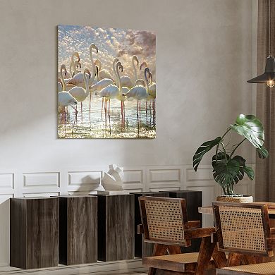 Empire Art Direct Flamingo Flair Tempered Frameless Glass Wall Art
