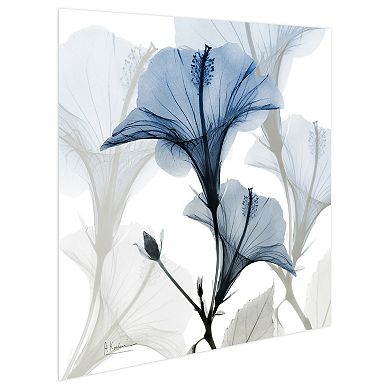 Empire Art Direct Blue X-ray Floral Tempered Frameless Glass Wall Art