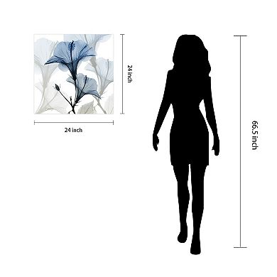 Empire Art Direct Blue X-ray Floral Tempered Frameless Glass Wall Art