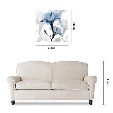 Empire Art Direct Blue X-ray Floral Tempered Frameless Glass Wall Art