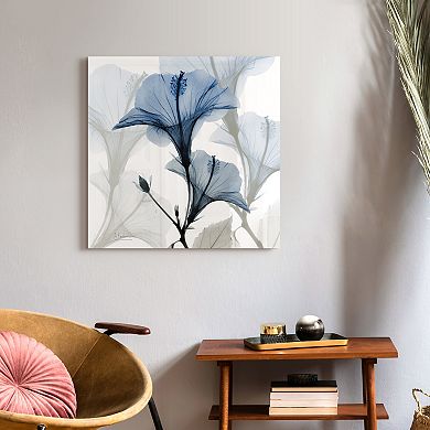 Empire Art Direct Blue X-ray Floral Tempered Frameless Glass Wall Art