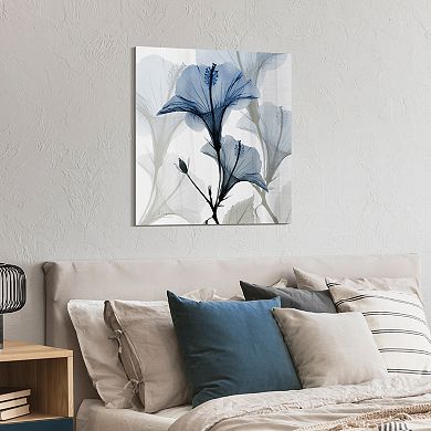 Empire Art Direct Blue X-ray Floral Tempered Frameless Glass Wall Art