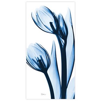 Empire Art Direct Two Blue Tulips Tempered Frameless Glass Wall Art