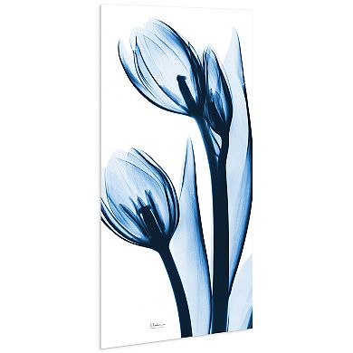 Empire Art Direct Two Blue Tulips Tempered Frameless Glass Wall Art