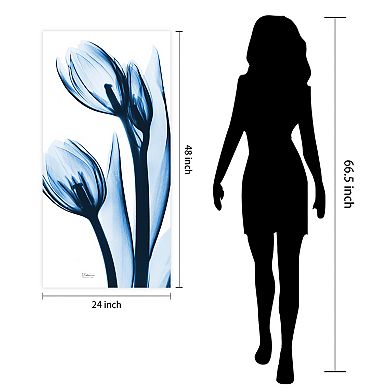 Empire Art Direct Two Blue Tulips Tempered Frameless Glass Wall Art