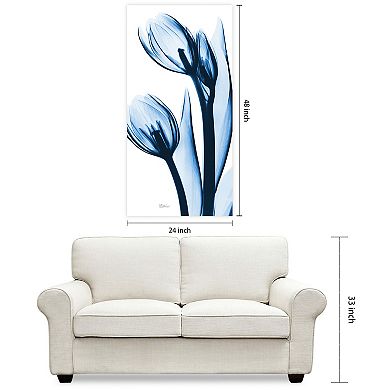 Empire Art Direct Two Blue Tulips Tempered Frameless Glass Wall Art