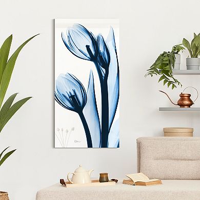 Empire Art Direct Two Blue Tulips Tempered Frameless Glass Wall Art