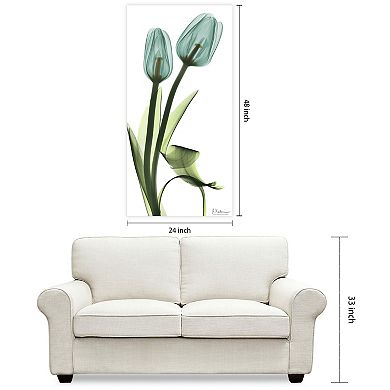 Empire Art Direct Blue Tulips Tempered Frameless Glass Wall Art