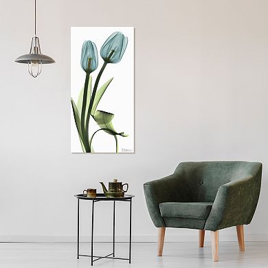 Empire Art Direct Blue Tulips Tempered Frameless Glass Wall Art