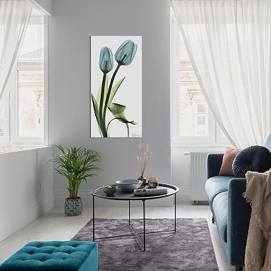 Empire Art Direct Blue Tulips Tempered Frameless Glass Wall Art