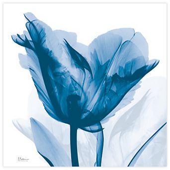 Empire Art Direct Lusty Blue Tulip Tempered Frameless Glass Wall Art