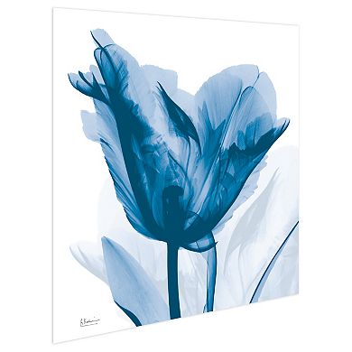 Empire Art Direct Lusty Blue Tulip Tempered Frameless Glass Wall Art