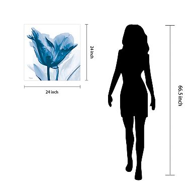 Empire Art Direct Lusty Blue Tulip Tempered Frameless Glass Wall Art