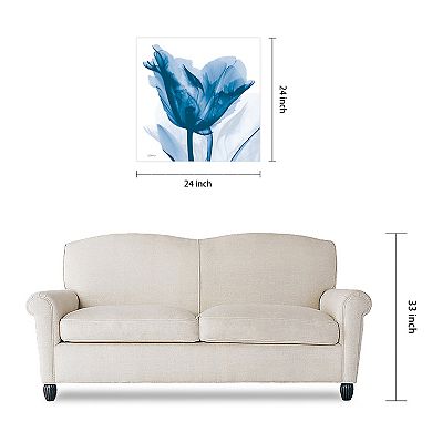 Empire Art Direct Lusty Blue Tulip Tempered Frameless Glass Wall Art