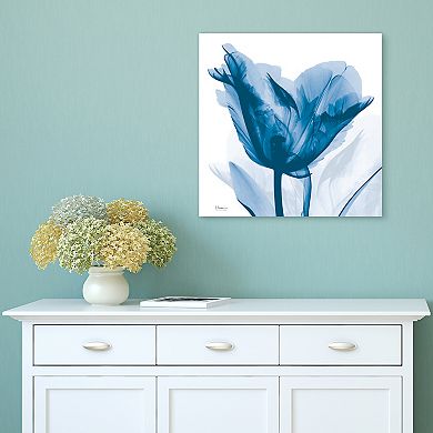 Empire Art Direct Lusty Blue Tulip Tempered Frameless Glass Wall Art