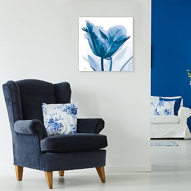 Empire Art Direct Lusty Blue Tulip Tempered Frameless Glass Wall Art