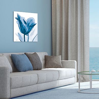 Empire Art Direct Lusty Blue Tulip Tempered Frameless Glass Wall Art
