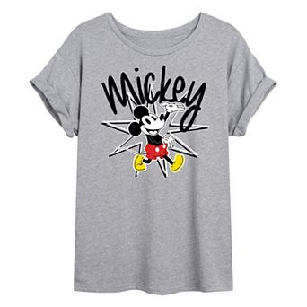Disney's Mickey Mouse Juniors' Mickey Burst Oversized Graphic Tee