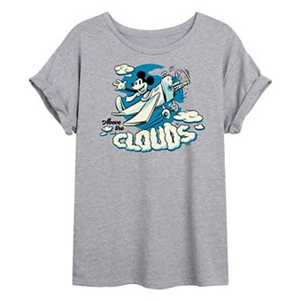 Disney's Mickey Mouse Juniors' Mickey Plane Oversized Graphic Tee