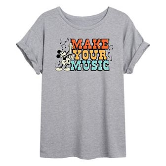 Disney's Mickey Mouse Juniors' Mickey Music Oversized Graphic Tee