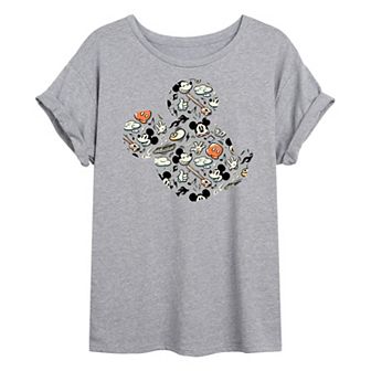 Disney's Mickey Mouse Juniors' Mickey Pattern Oversized Graphic Tee