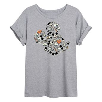 Disney's Mickey Mouse Juniors' Mickey Pattern Oversized Graphic Tee