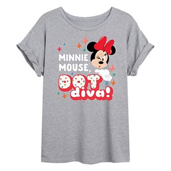 Disney's Minnie Mouse Juniors' Minnie Diva Oversized Graphic Tee