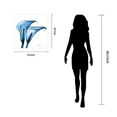 Empire Art Direct Indigo Calla Lilies Tempered Frameless Glass Wall Art