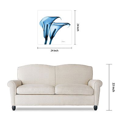 Empire Art Direct Indigo Calla Lilies Tempered Frameless Glass Wall Art