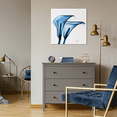 Empire Art Direct Indigo Calla Lilies Tempered Frameless Glass Wall Art