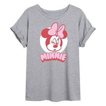Disney's Minnie Mouse Juniors' Pink Minnie Oversized Graphic Tee