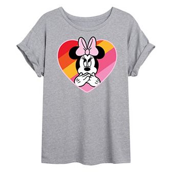 Disney's Minnie Mouse Juniors' Minnie Heart Oversized Graphic Tee