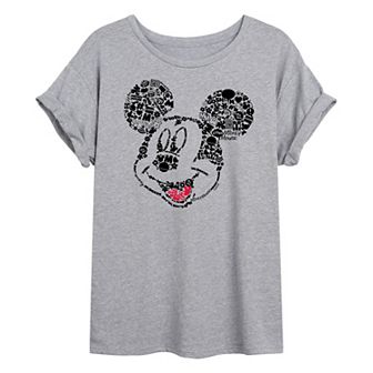 Disney's Mickey Mouse Juniors' Mickey Fill Oversized Graphic Tee
