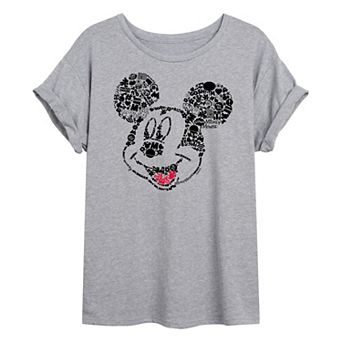 Disney's Mickey Mouse Juniors' Mickey Fill Oversized Graphic Tee