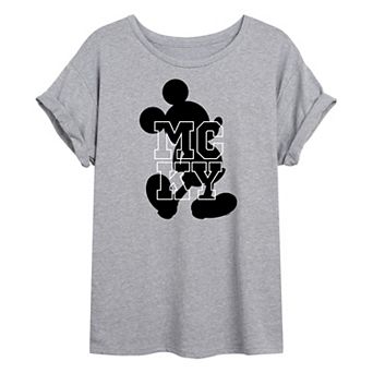 Disney's Mickey Mouse Juniors' Mickey Silhouette Oversized Tee