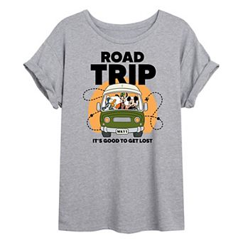 Disney's Mickey Mouse & Friends Juniors' Van Road Trip Oversized Graphic Tee