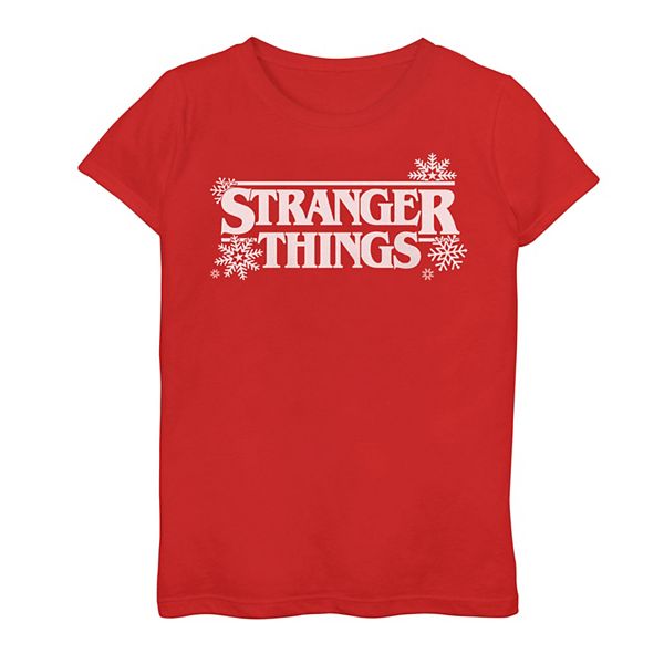 Girls 7-16 Stranger Things White Snowflakes Logo Tee