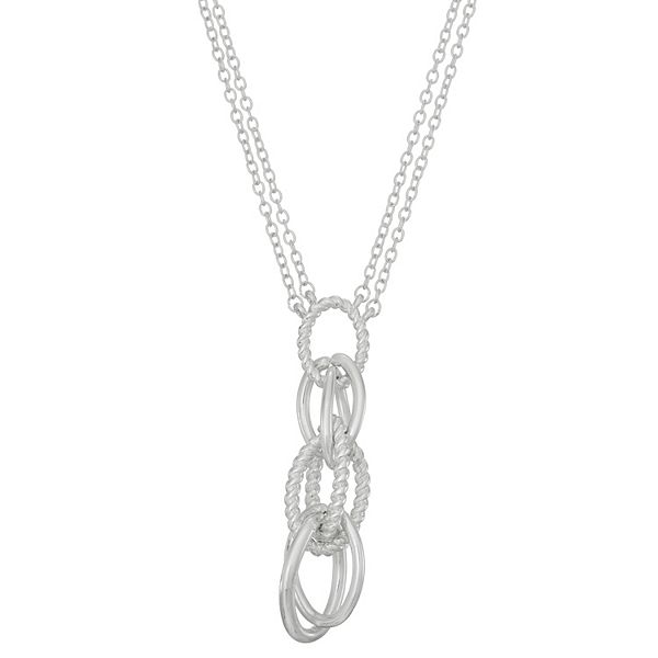 Napier Silver Tone Twisted Drop Chain Y Necklace