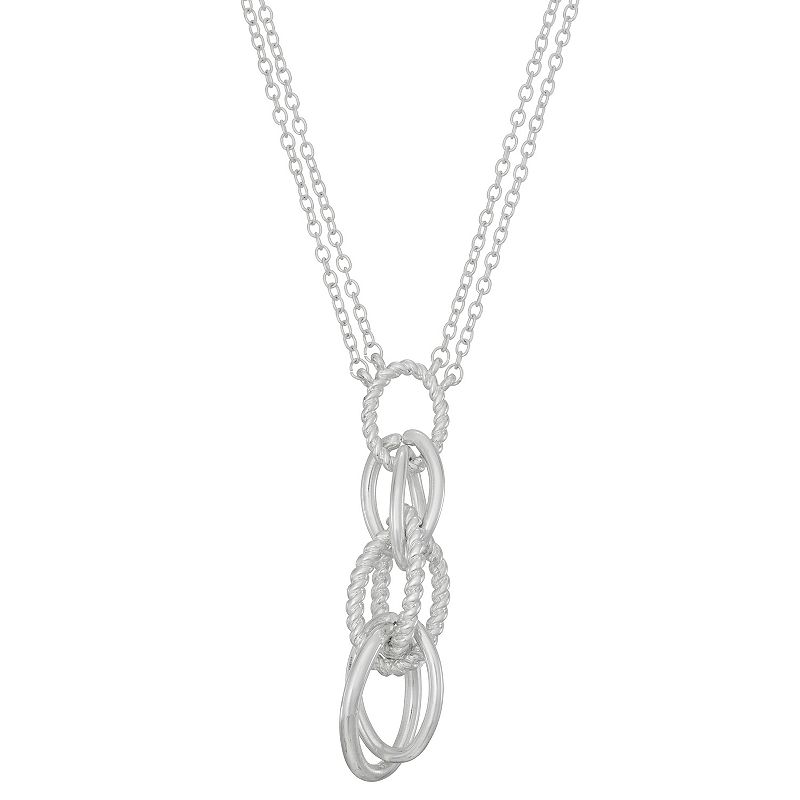 Napier Silver Tone Twisted Drop Chain Y Necklace, Womens