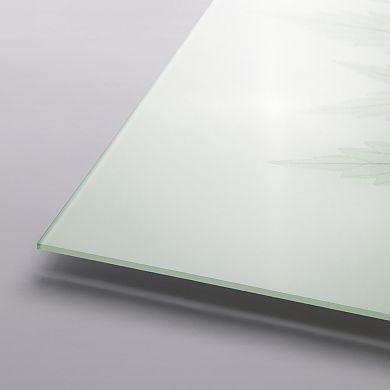 Empire Art Direct Green Flower Tempered Frameless Glass Wall Art