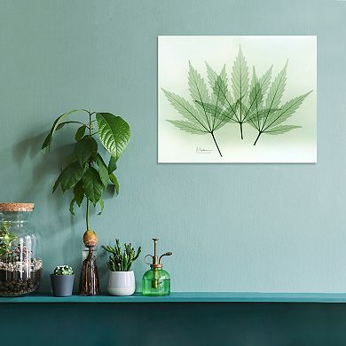 Empire Art Direct Green Flower Tempered Frameless Glass Wall Art