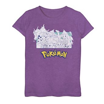 Girls 7-16 Pokemon Monochrome Group Portrait Tee