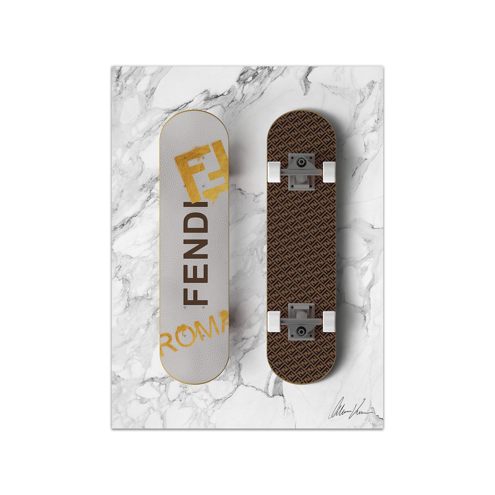 Empire Art Direct Fendi Wheels Frameless Free-Floating Tempered Glass 