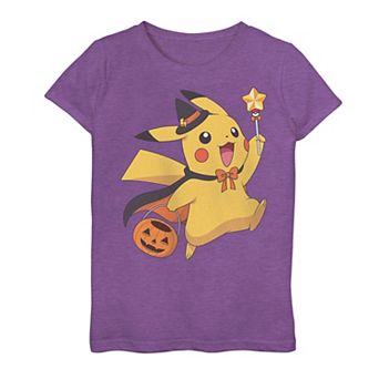 Girls 7-16 Pokemon Pikachu Wizard Costume Pumpkin Basket Tee