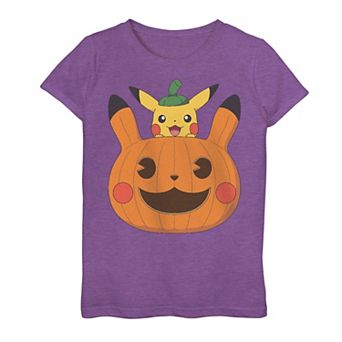 Girls 7-16 Pokemon Big Pumpkin Pikachu Face Tee