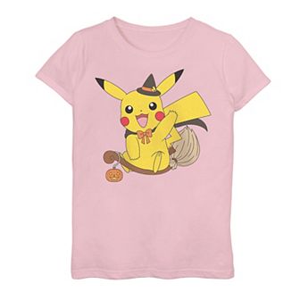 Girls 7-16 Pokemon Pikachu Little Witch Pumpkin Tee